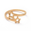 Ion Plating(IP) 201 Stainless Steel Double Star Finger Ring RJEW-J051-14G-2