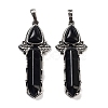 Natural Obsidian Sword Big Pendants G-Q163-08AS-07-1