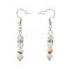 Gemstone Round Beaded Dangle Earrings EJEW-JE04873-5