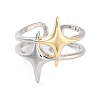 Brass Star Open Cuff Ring for Women RJEW-C102-19GP-2