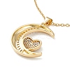 Clear Cubic Zirconia Crescent Moon and Heart Pendant Necklace NJEW-O125-29G-2