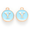 Golden Plated Alloy Enamel Charms X-ENAM-S118-04Y-1