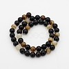 Dyed Black Agate Round Bead Strands G-P070-22-6mm-2