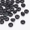 Nbeads Natural Black Stone European Large Hole Beads G-NB0003-72B-02-4