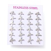 304 Stainless Steel Greek Alphabet Stud Earrings STAS-D007-07P-14-3