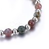 Natural India Agate Beaded Stretch Bracelets X-BJEW-H584-03-2