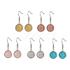 5 Pair 5 Color Bling Resin Flat Round Dangle Earrings EJEW-JE05155-1