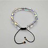 Adjustable Electroplated Faceted Cube Glass Braided Beaded Bracelets for Women Men DM4334-2-1