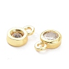 Brass Micro Pave Clear Cubic Zirconia Charms Pendants ZIRC-K086-23G-3