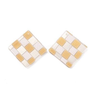 Checkerboard Style Rhombus Acrylic Pendants OACR-G008-01F-1