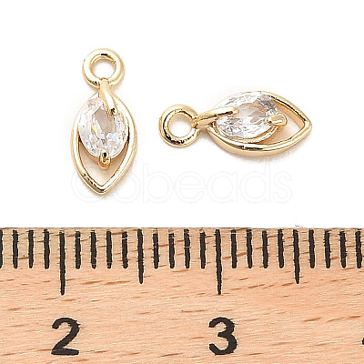 Brass Micro Pave Clear Cubic Zirconia Charms KK-C054-10G-1