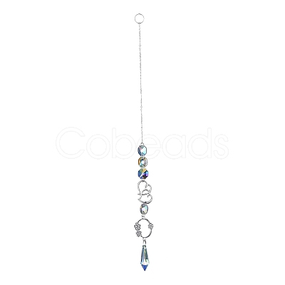 AB Color Plated Crystal Bullet Big Pendant Decorations HJEW-G019-03F-1