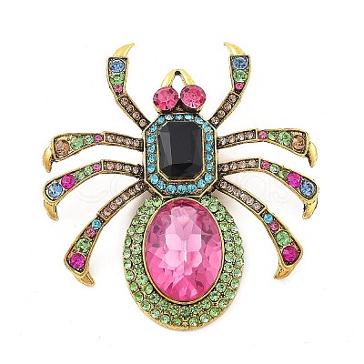 Spider Alloy Rhinestone Brooches JEWB-Q006-05A-1