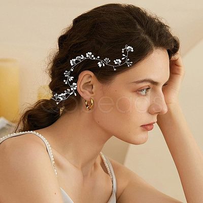 CHGCRAFT 2Pcs 2 Style Bridal Pearl Rhinestone HairBand OHAR-CA0001-07-1