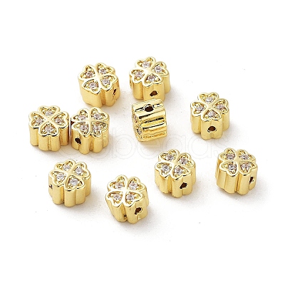 Brass Micro Pave Cubic Zirconia Beads KK-C040-03G-1