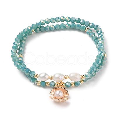 Faceted Glass Bead Stretch Bracelets BJEW-JB05488-04-1