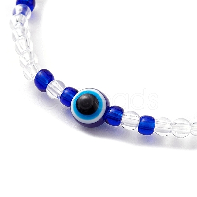 Resin Evil Eye & Acrylic Beaded Stretch Bracelet BJEW-JB10098-1