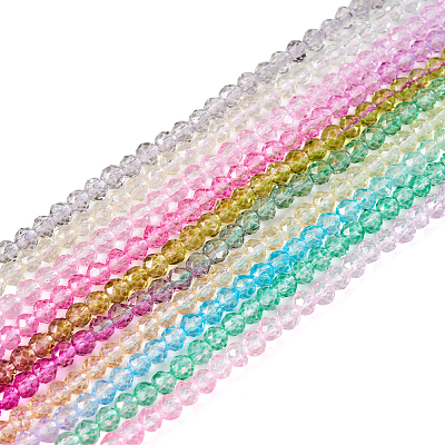 Pandahall 10 Strands 10 Colors Transparent Gradient Color Glass Beads Strands GLAA-TA0001-55-1