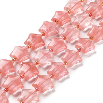 Cherry Quartz Glass Beads Strands G-NH0005-021-1