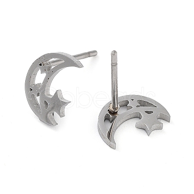 Non-Tarnish 304 Stainless Steel Stud Earrings EJEW-M242-01B-P-1