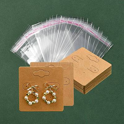 30Pcs Kraft Paper Earring Display Cards with Hanging Hole EDIS-YW0001-05-1