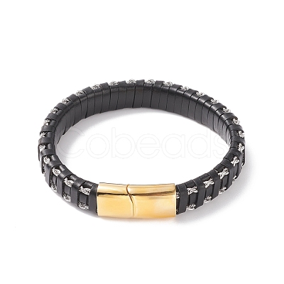 Leather Braided Cord Bracelets BJEW-E345-15-G-1