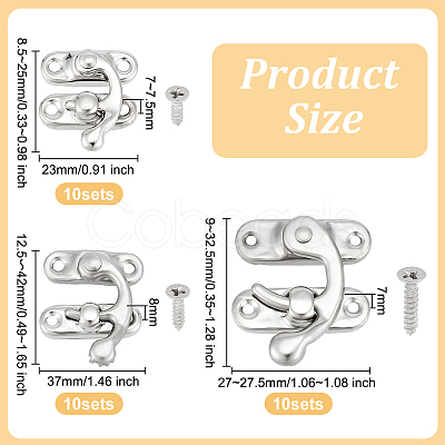 Olycraft 3 Styles Iron Latch Hook Hasp Horn Lock with Screws FIND-OC0003-42P-1