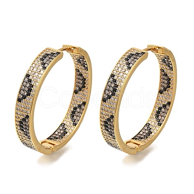 Rack Plating Brass Micro Pave Cubic Zirconia Hoop Earrings EJEW-H016-19G-1