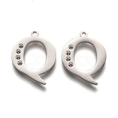 Tarnish Resistant 304 Stainless Steel Letter Pendant Rhinestone Settings STAS-Y006-61P-Q-1