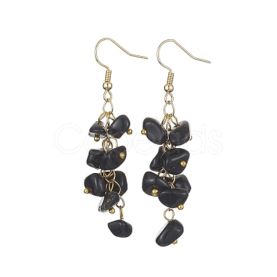 Natural Obsidian Chips Dangle Earrings EJEW-JE05266-04-1