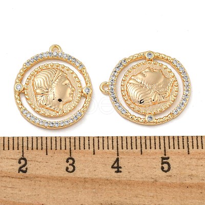 Brass Pave Clear Cubic Zirconia Pendants KK-N254-101G-1