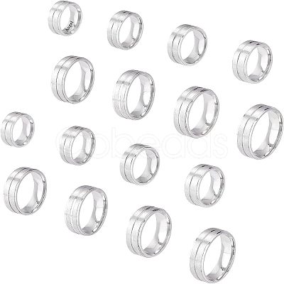 DICOSMETIC 16Pcs 8 Size 316 Stainless Steel Grooved Finger Ring for Men Women RJEW-DC0001-09A-1