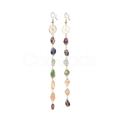 Natural Gemstone Nuggets Beads Dangle Earrings EJEW-JE04667-1