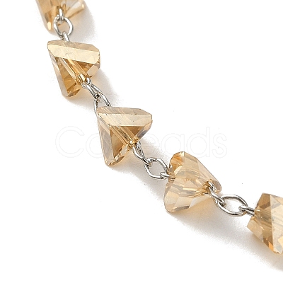 Triangle Glass Link Chain Bracelets BJEW-L685-02P-1