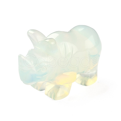 Opalite Carved Rhinoceros Figurines DJEW-M008-02J-1