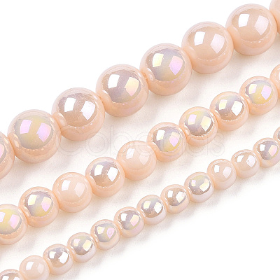 Electroplate Opaque Glass Beads Strands GLAA-T032-P10mm-AB09-1