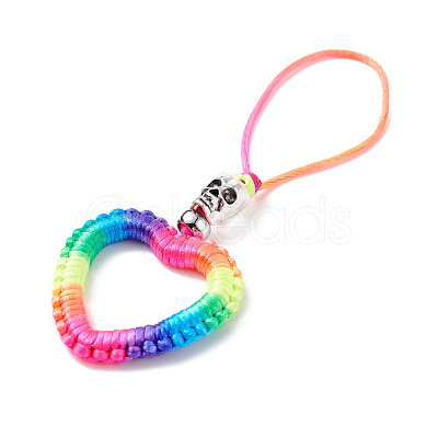 Heart Braided Nylon Cord Mobile Accessories HJEW-JM00607-01-1