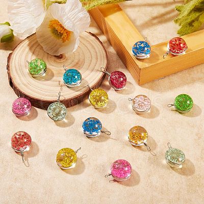 20Pcs 10 Colors Transparent Glass Pendants GLAA-SZ0001-71-1