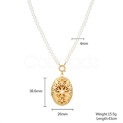 Hollow Oval Stainless Steel Pendant Necklace AK0492-1