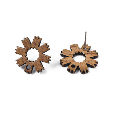 Walnut Wood Stud Earring Findings MAK-N032-039-1