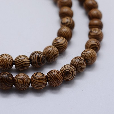 Natural Wenge Wood Beads Strands WOOD-F006-02-8mm-1