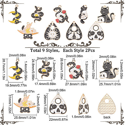 SUNNYCLUE 18Pcs 9 Style Alloy Enamel Pendants FIND-SC0003-77-1