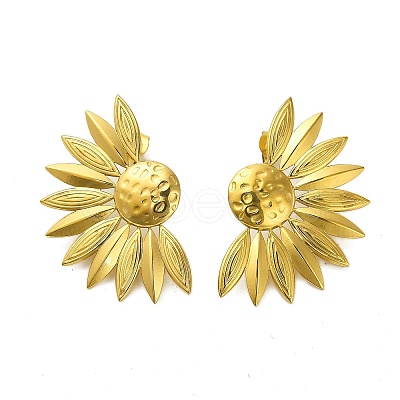 Sunflower 304 Stainless Steel Stud Earrings for Women EJEW-A117-02A-G-1