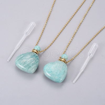 Natural Amazonite Openable Perfume Bottle Pendant Necklaces G-K295-A04-G-1