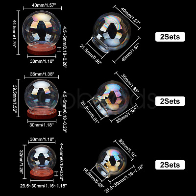 PandaHall Elite 6 Sets 3 Style Iridescent Glass Dome Cover DJEW-PH0001-26B-1