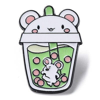 Cartoon Animal Boba Tea Cup Enamel Pin JEWB-E025-01EB-02-1