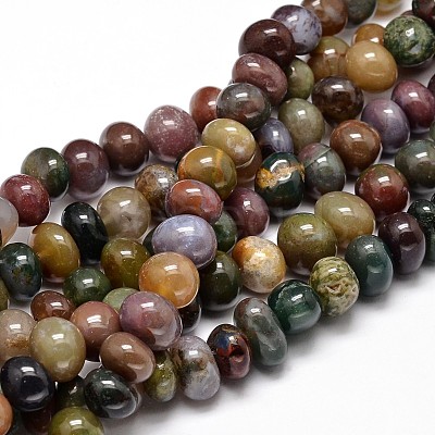 Natural Indian Agate Gemstone Nuggets Bead Strands G-J337-07-1