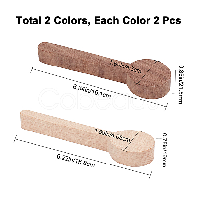 Gorgecraft 4Pcs 2 Style Walnutwood & Beechwood Spoon Mold DIY-GF0005-08-1