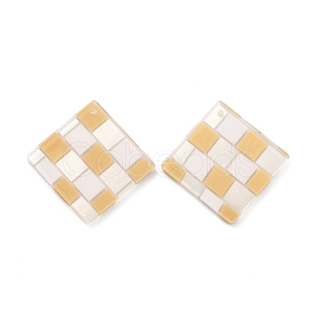 Checkerboard Style Rhombus Acrylic Pendants OACR-G008-01F-1