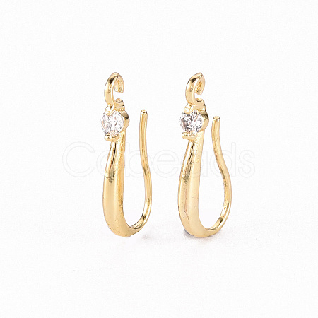 Brass Micro Pave Clear Cubic Zirconia Earring Hooks X-ZIRC-S068-005-NF-1